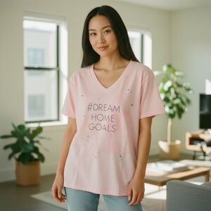 Disney Light Pink V-Neck Graphic Tee